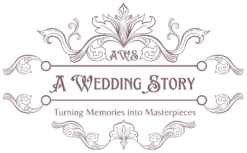 The elegant logo of "A Wedding Story" featuring intricate floral designs and the tagline "Turning Memories into Masterpieces."