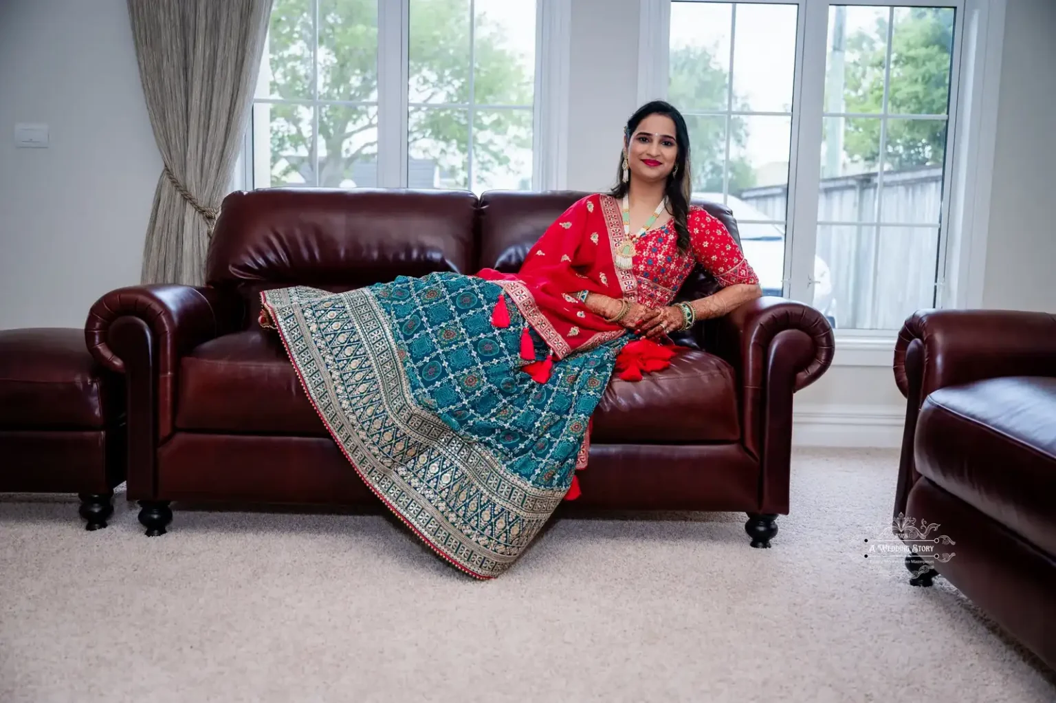 Elegant bridal portrait in traditional Indian attire, captured by Wedding Photography in Wellington