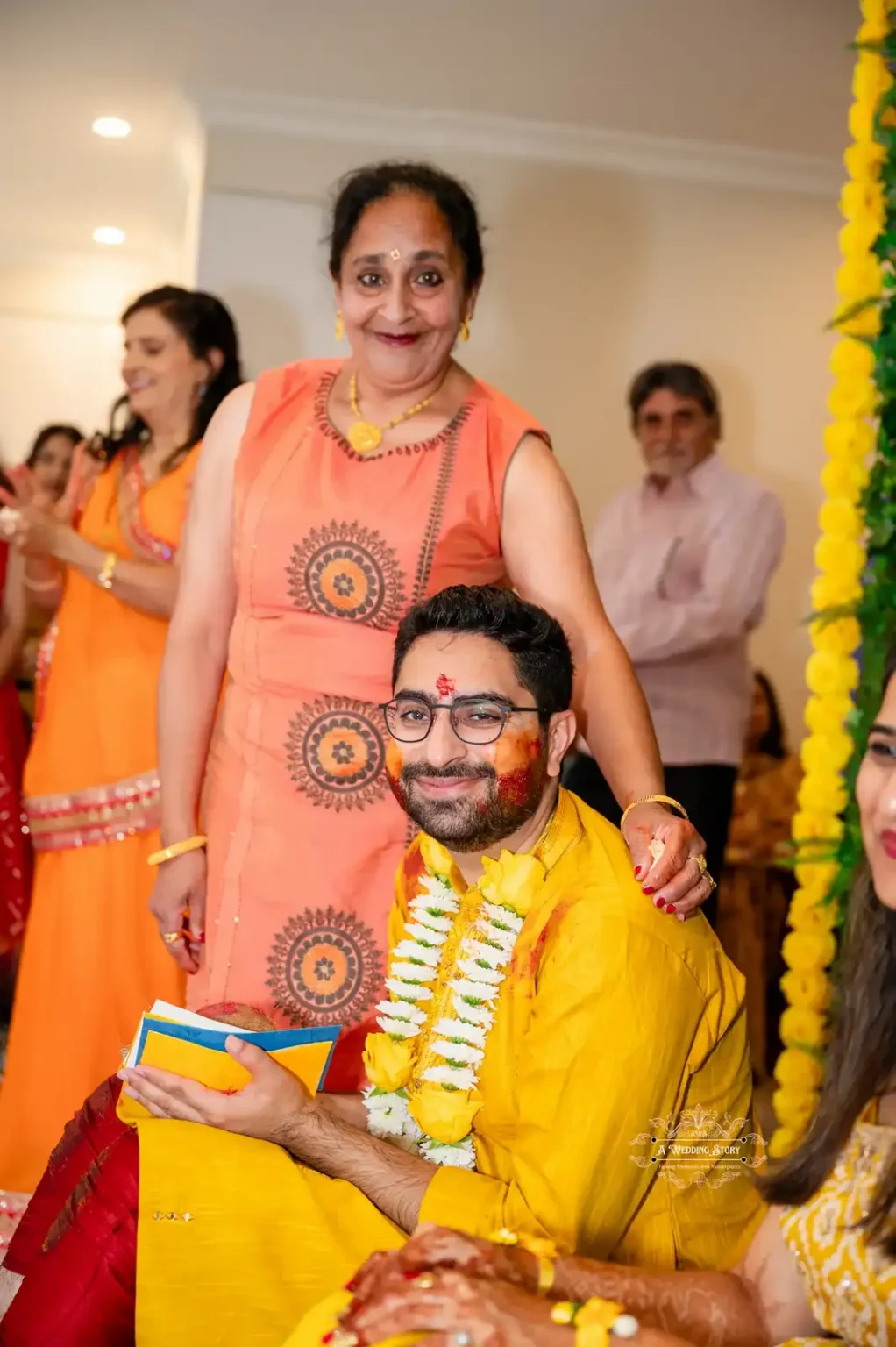 Groom with his mother during Haldi ceremony, captured by Wedding Photography in Wellington, New Zealand