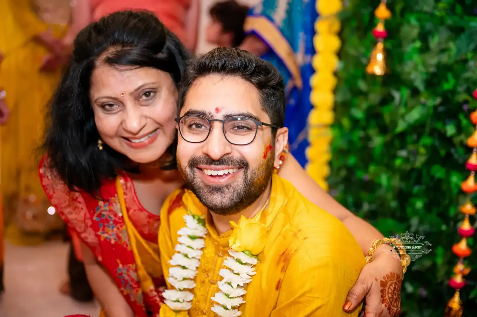 Groom smiling with his mother during Haldi ceremony, captured by Wedding Photography in Wellington, New Zealand