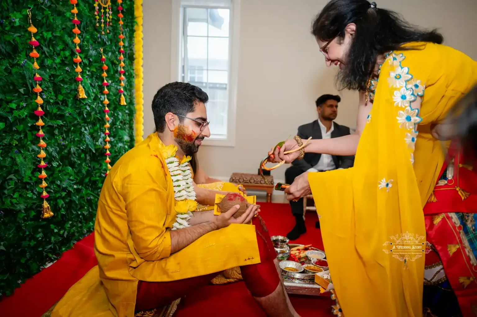 Groom receiving traditional blessings during Haldi ceremony, captured by Wedding Photography in Wellington, New Zealand